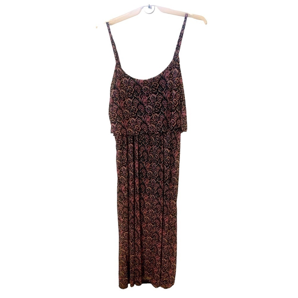 Eye Candy Spaghetti String Pink & Purple Geo Floral Pattern Maxi Dress Plus 2X